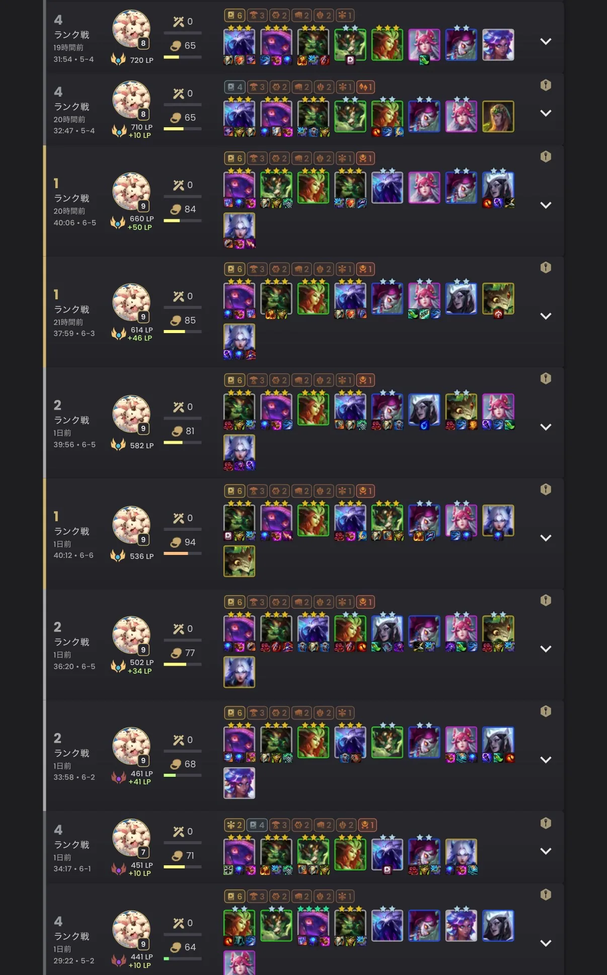 ประวัติแมตช์จัดอันดับของผู้เล่น Veigar OTP
