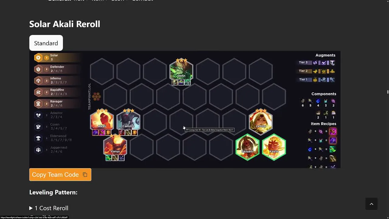 บอร์ด Solar Akali Reroll