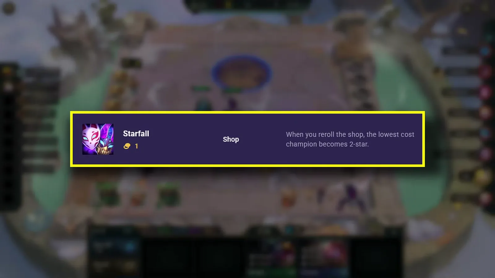 การ์ด Starfall — reroll แล้วตัวราคาถูกสุดกลายเป็น 2 ดาว ราคา 1