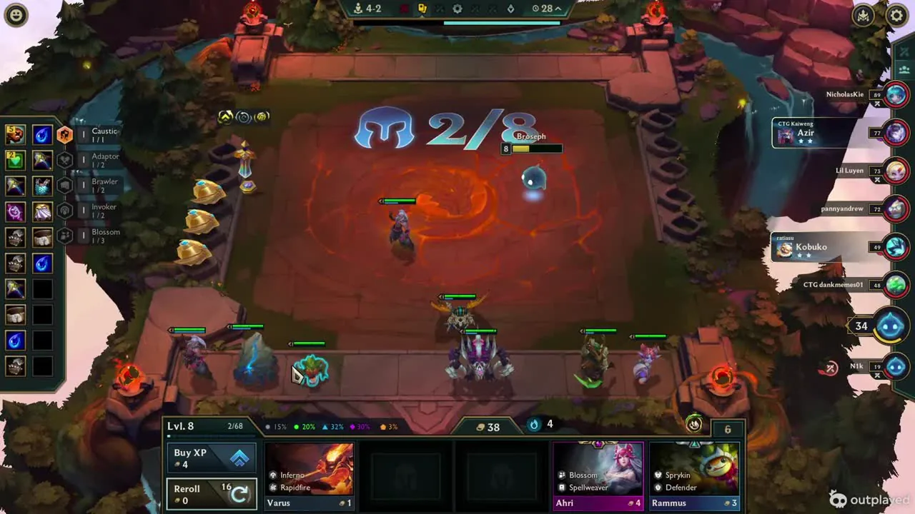 เกมของ Broseph ที่ 4-2 เลเวล 8 ทอง 38