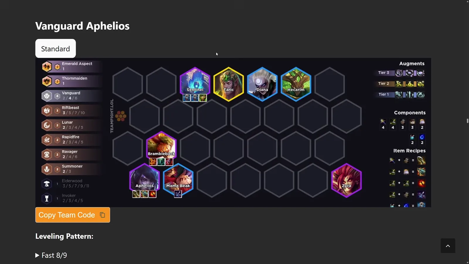 บอร์ด Vanguard Aphelios