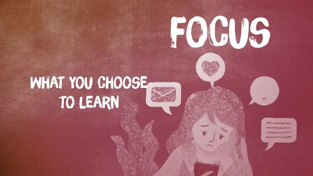 การ์ดหัวข้อ FOCUS — what you choose to learn ในคลิป