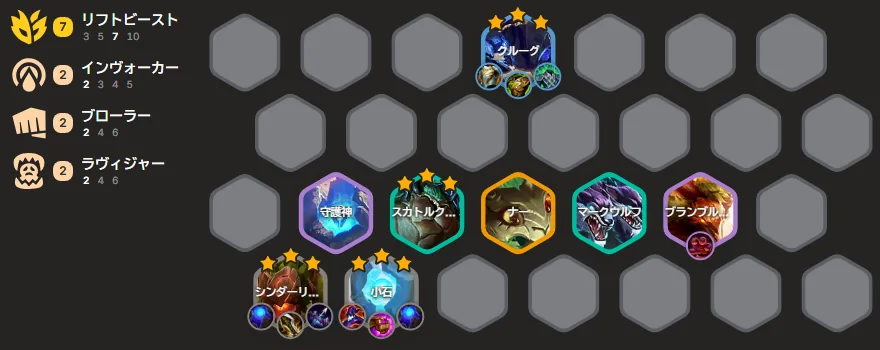 บอร์ดหลัก: Riftbeast (7) + Invoker/Brawler/Ravager อย่างละ 2