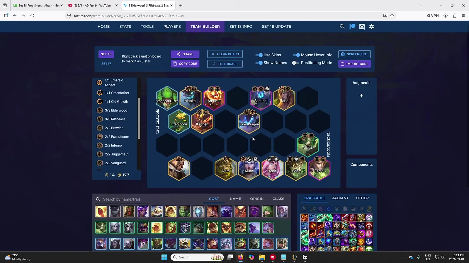 บอร์ดเลเวล 9 บน tactics.tools ที่เขาใช้สอนแพ็กเกจ