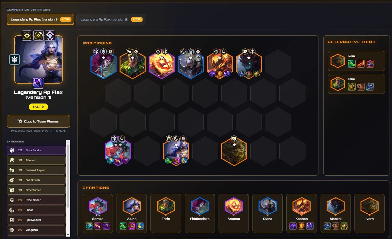 บอร์ด Legendary Ap Flex ของ @TFTtomus