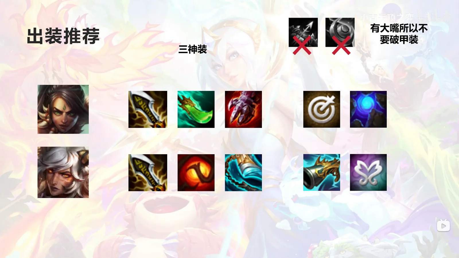 ตารางไอเทมแนะนำของ Nidalee และ Sivir
