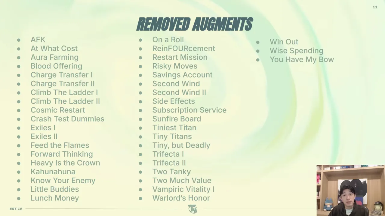 สไลด์ Removed Augments รายชื่อ 41 ตัว ถอดจากรูปเป็น bullet ด้านล่าง