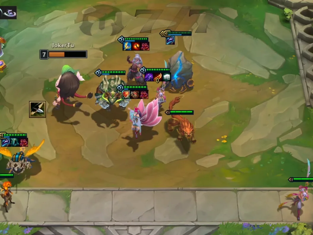 ตำแหน่งที่ล้อม Master Yi ไว้กลางวง