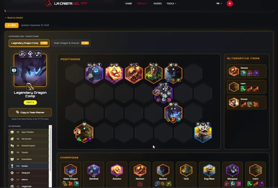 บอร์ด Legendary Dragon Comp ที่ 17:35