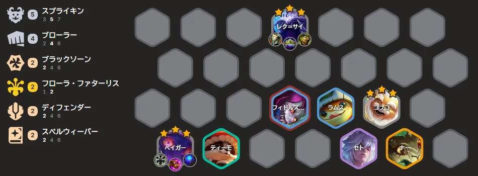 บอร์ด Veigar — Veigar★3 ถือของ, Rek'Sai★3 หน้า, Fiddlesticks Rammus Kobuko Teemo Sett ประกอบ
