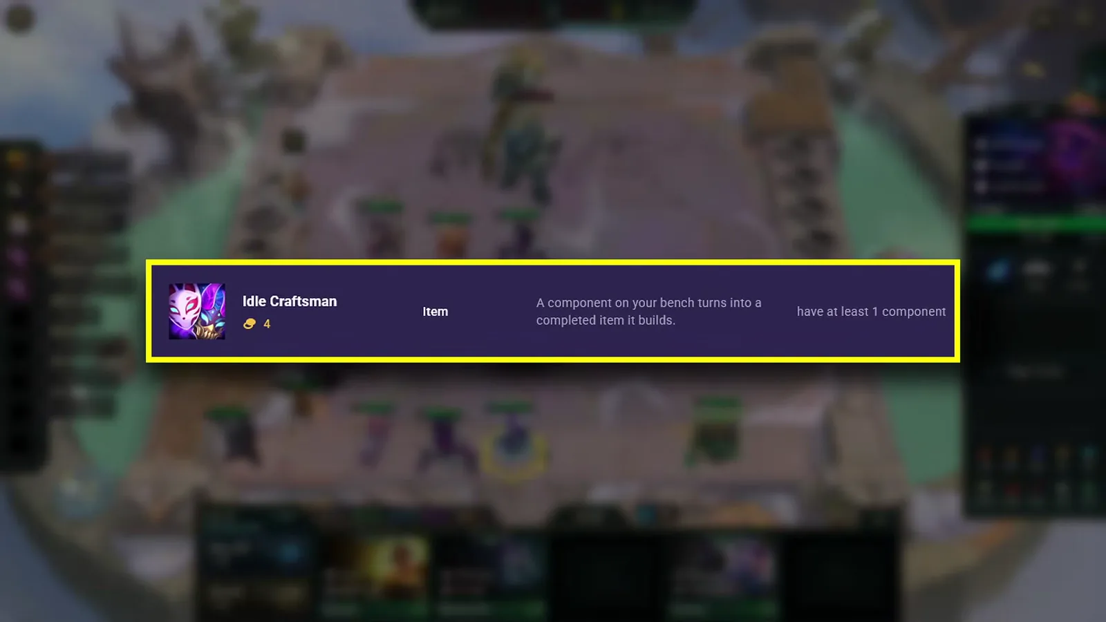การ์ด Idle Craftsman — ชิ้นส่วนบนม้านั่งกลายเป็นไอเทมสมบูรณ์ ราคา 4