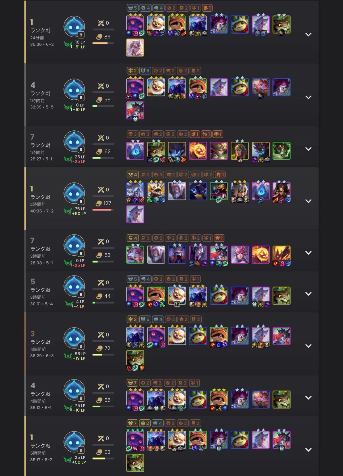 ประวัติแมตช์ 9 เกมของ Spriggan Veigar OTP — 1·4·7·1·7·5·3·4·1