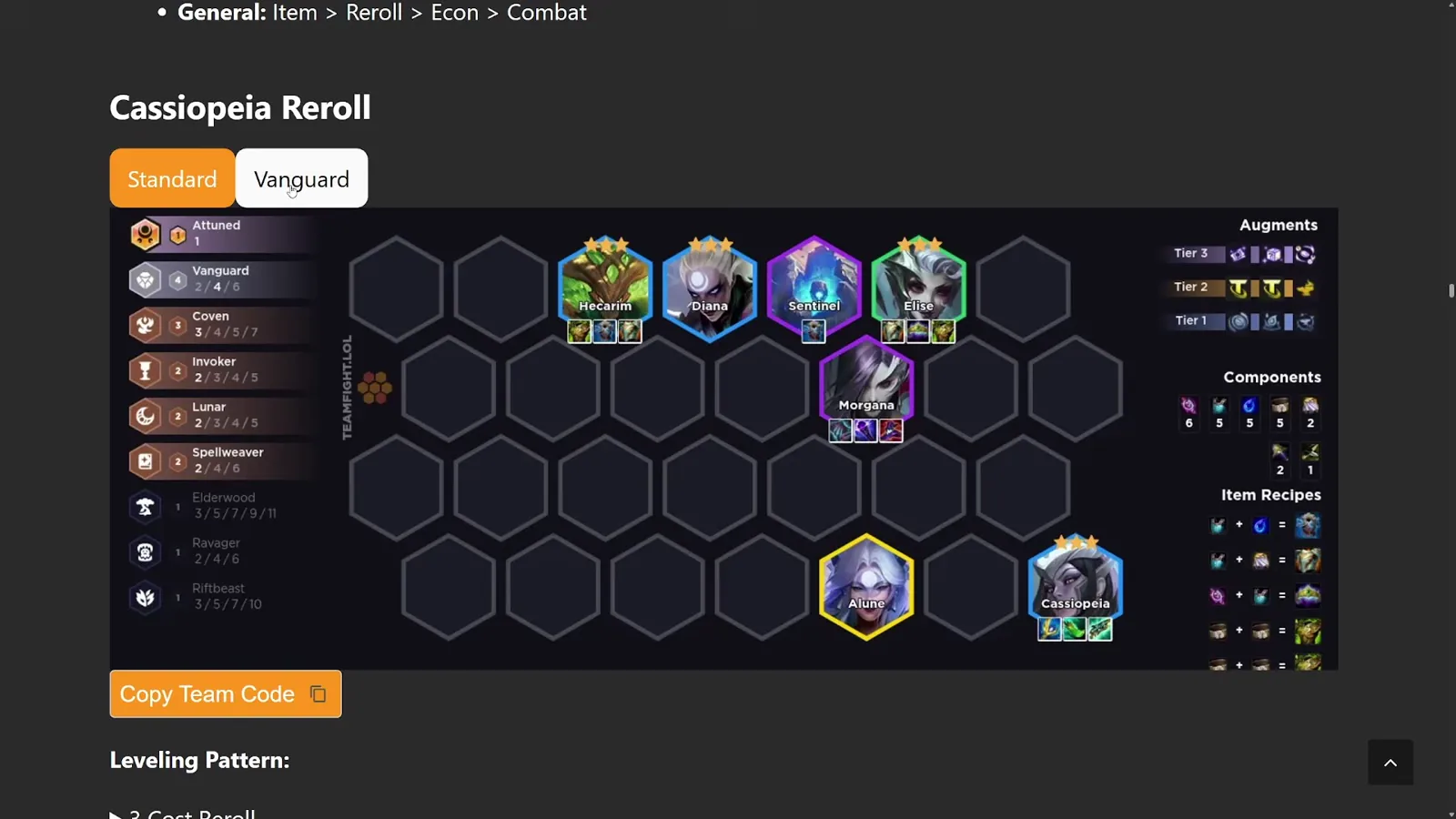 บอร์ด Cassiopeia Reroll เวอร์ชัน Vanguard